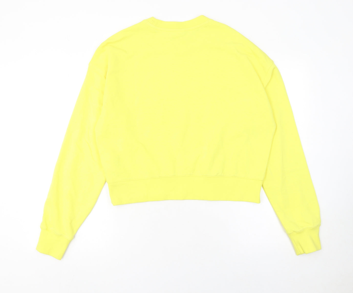 Champion Women Yellow Crew Neck Pullover Sweatshirt Size L Cotton Blend