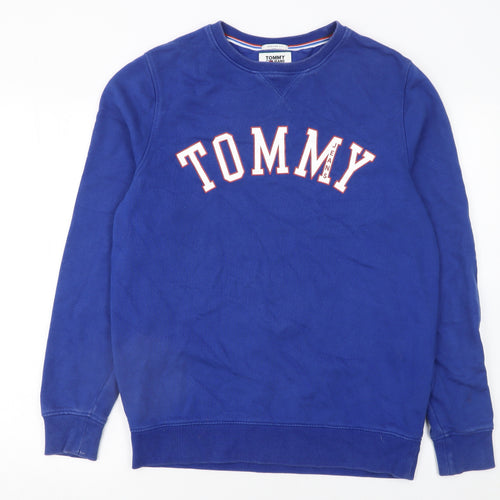 Tommy Jeans Men's Blue Regular Fit Cotton Crew Neck Sweatshirt M