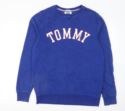 Tommy Jeans Men's Blue Regular Fit Cotton Crew Neck Sweatshirt M