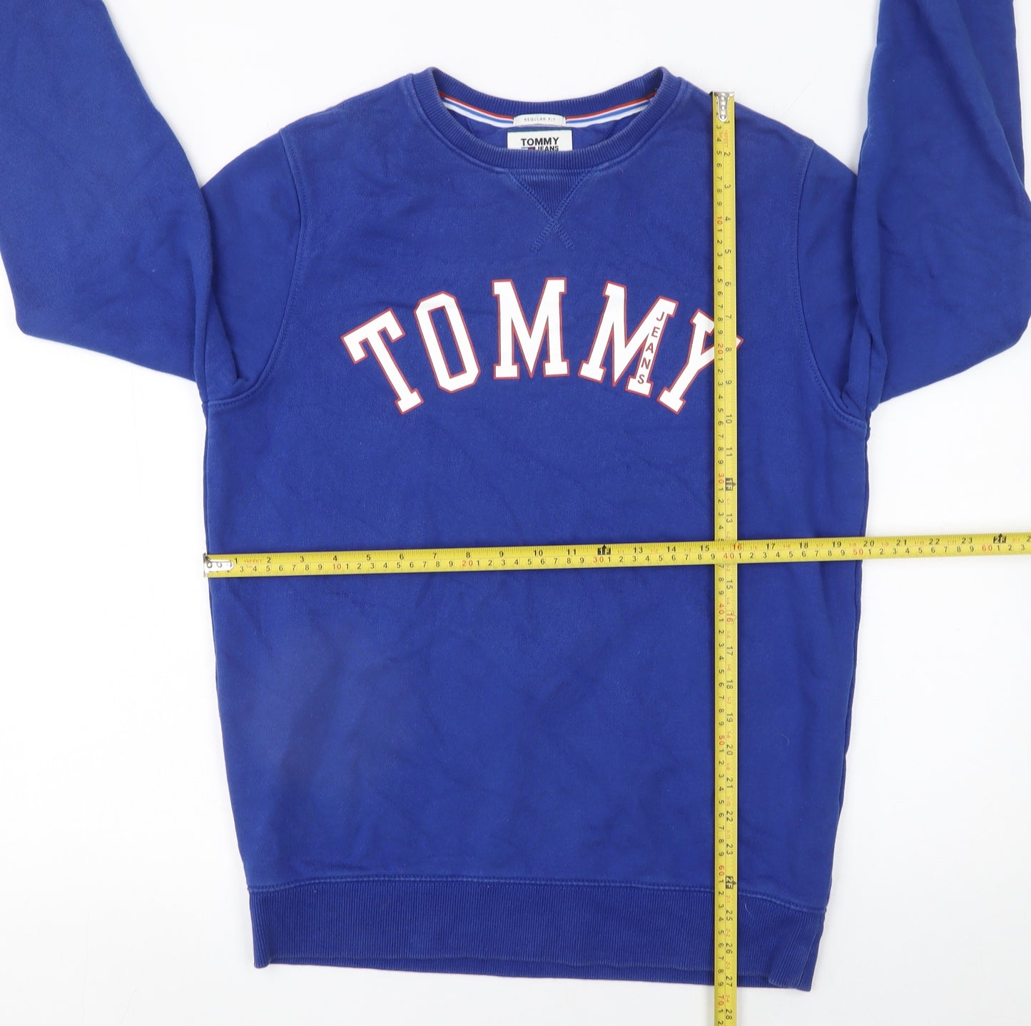 Tommy Jeans Men's Blue Regular Fit Cotton Crew Neck Sweatshirt M