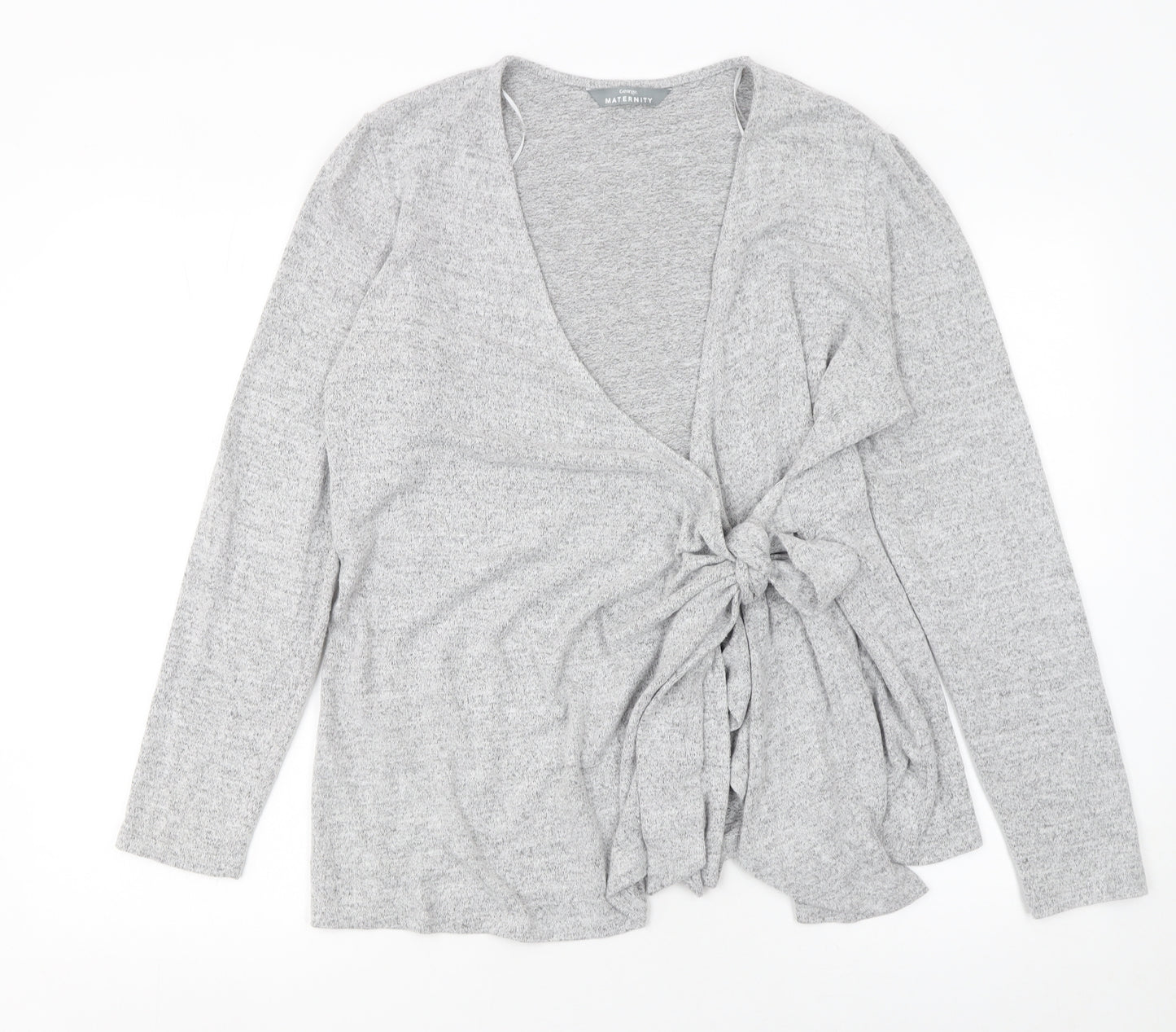 George Maternity Grey Knit Tie Front V-Neck Cardigan Size 14