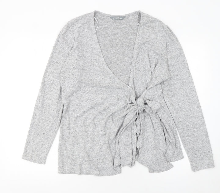 George Maternity Grey Knit Tie Front V-Neck Cardigan Size 14