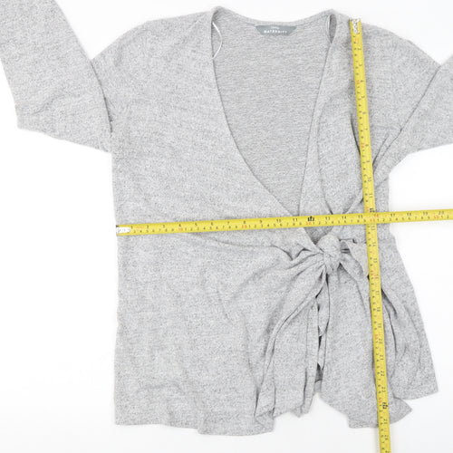 George Maternity Grey Knit Tie Front V-Neck Cardigan Size 14