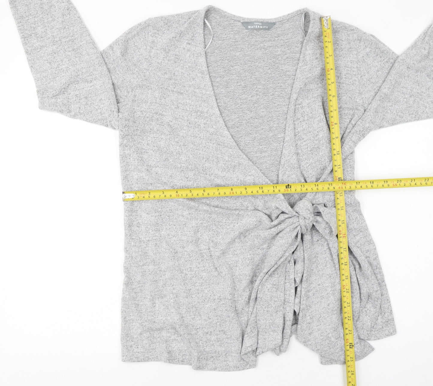 George Maternity Grey Knit Tie Front V-Neck Cardigan Size 14