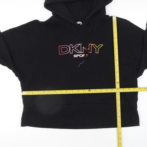 DKNY Sport Women's Black Cropped Hoodie Size L Cotton Blend