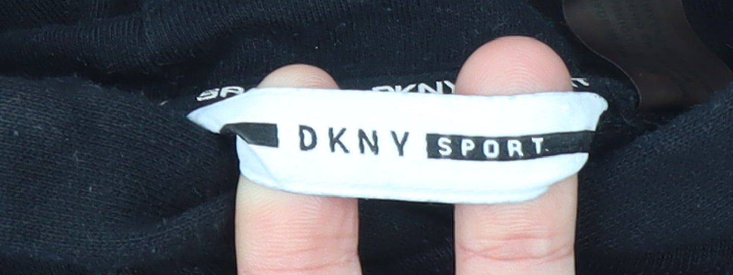 DKNY Sport Women's Black Cropped Hoodie Size L Cotton Blend