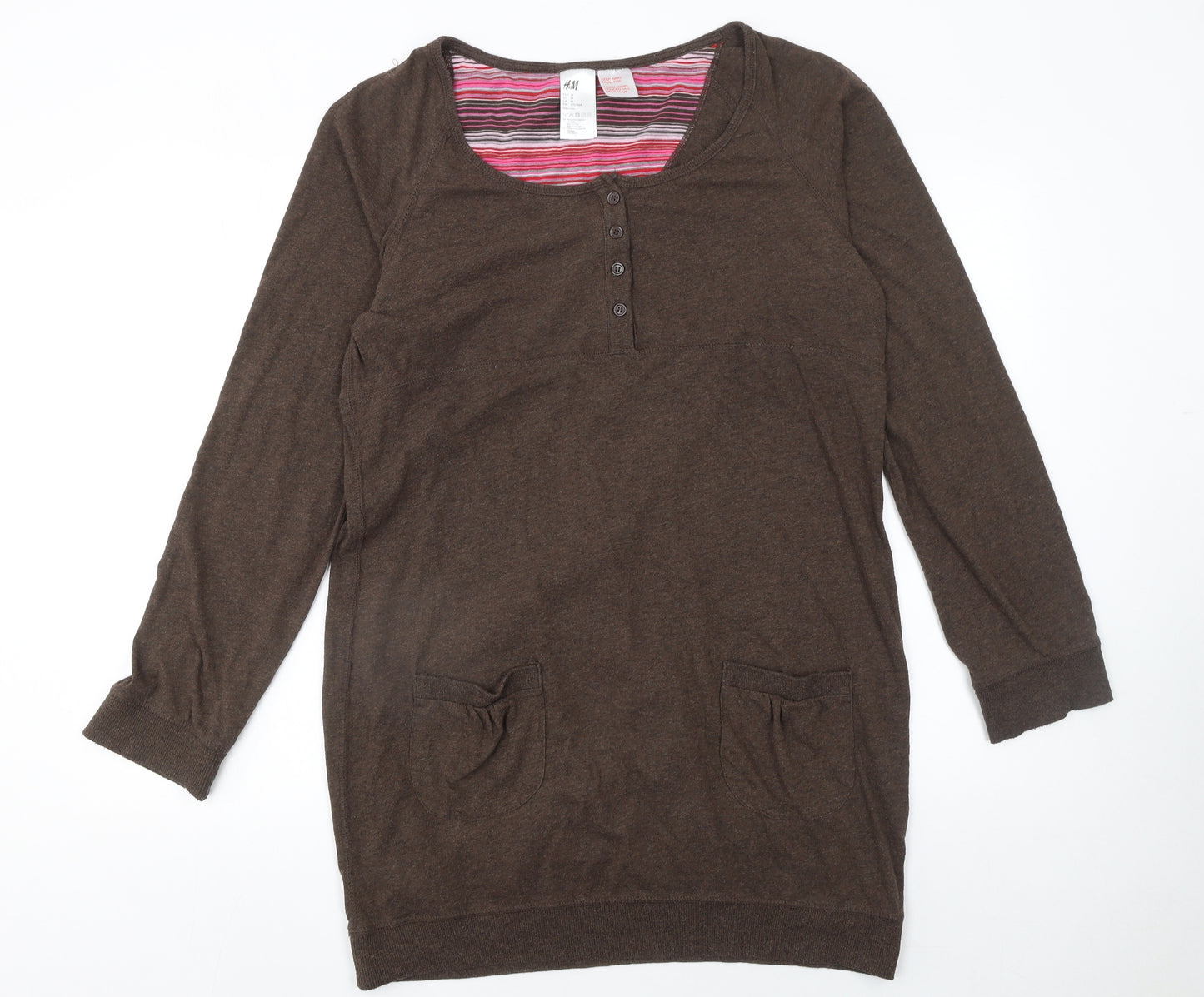 H&M Womens Brown 3/4 Sleeve T-Shirt Dress Size 12