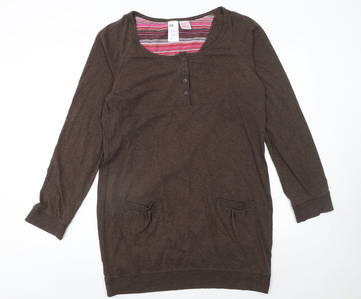 H&M Womens Brown 3/4 Sleeve T-Shirt Dress Size 12