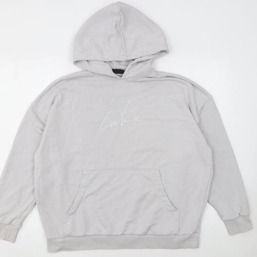 The Couture Club Women's Grey Hooded Pullover Sweatshirt Size S