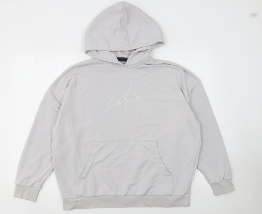 The Couture Club Women's Grey Hooded Pullover Sweatshirt Size S