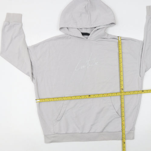 The Couture Club Women's Grey Hooded Pullover Sweatshirt Size S