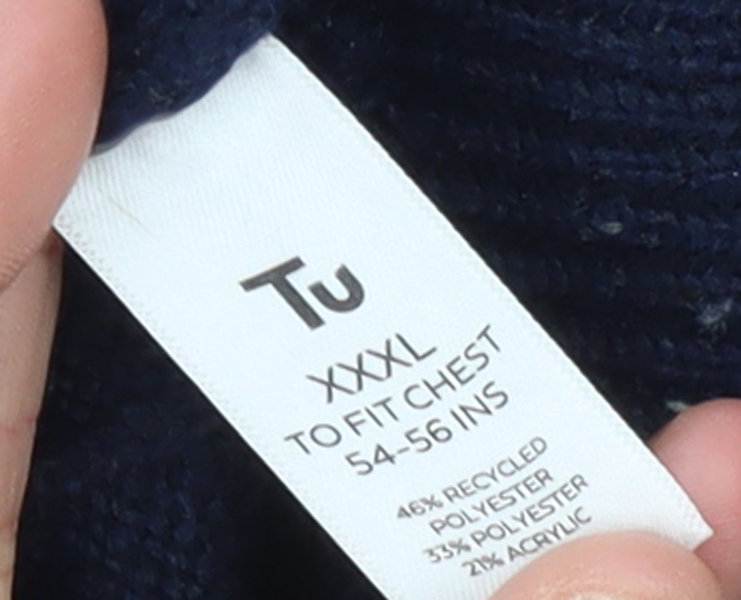 Tu Men’s Blue 3XL Cable Knit 1/2 Zip Jumper High Neck Pullover