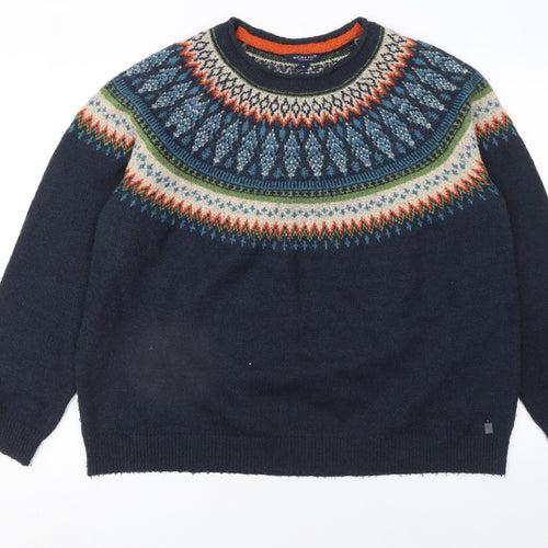 Weird Fish Women Blue Fair Isle Knit Jumper Size 18 Pullover
