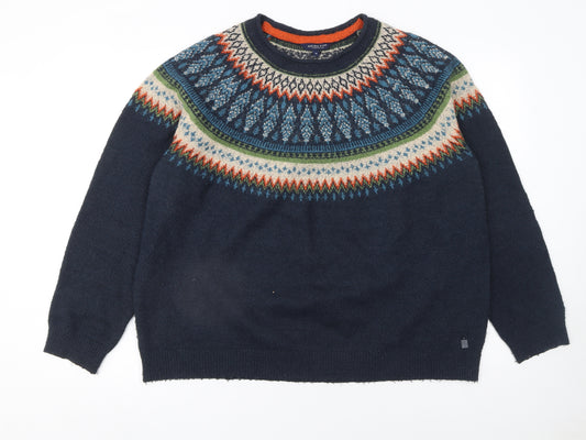 Weird Fish Women Blue Fair Isle Knit Jumper Size 18 Pullover