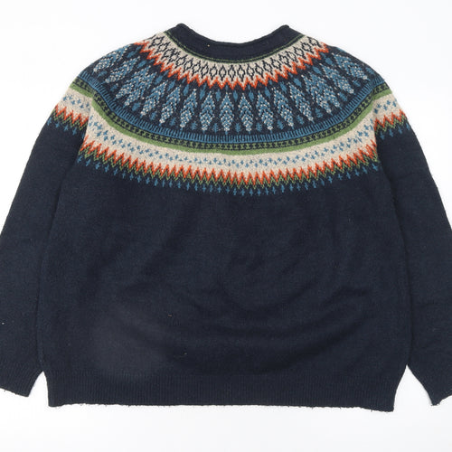 Weird Fish Women Blue Fair Isle Knit Jumper Size 18 Pullover
