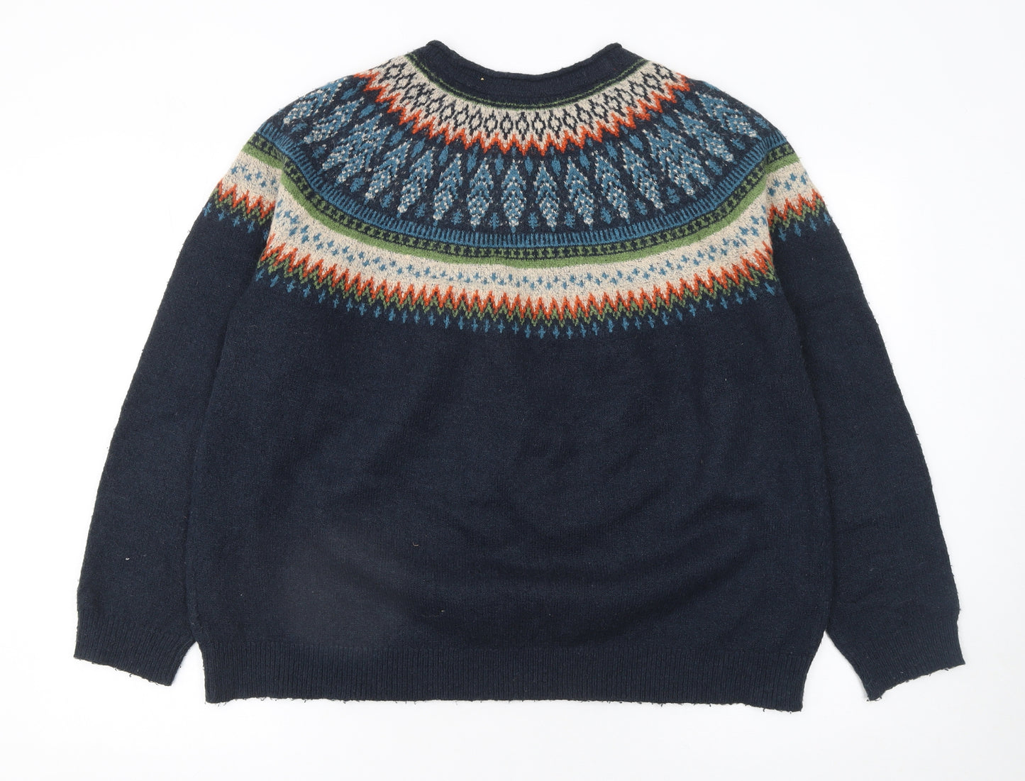 Weird Fish Women Blue Fair Isle Knit Jumper Size 18 Pullover
