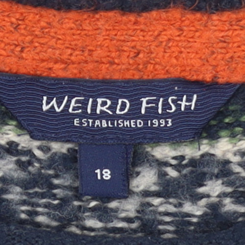 Weird Fish Women Blue Fair Isle Knit Jumper Size 18 Pullover