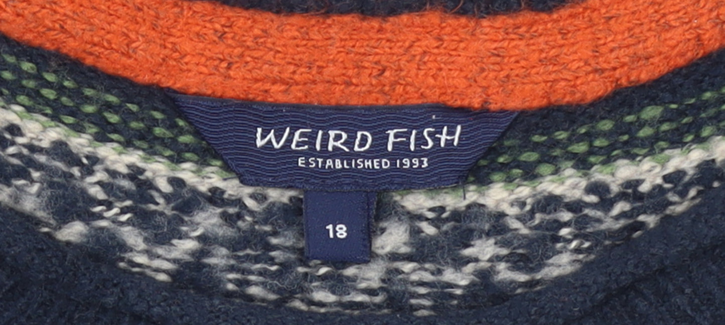 Weird Fish Women Blue Fair Isle Knit Jumper Size 18 Pullover