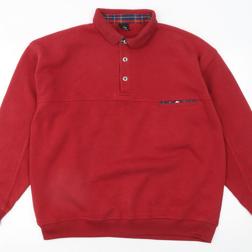 C&A Men's Red XL Long Sleeve Collared Polo Sweatshirt