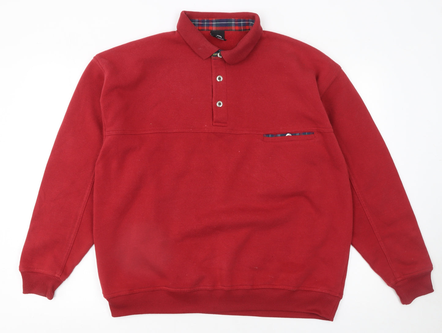 C&A Men's Red XL Long Sleeve Collared Polo Sweatshirt