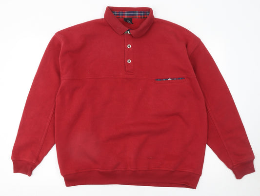 C&A Men's Red XL Long Sleeve Collared Polo Sweatshirt