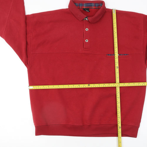 C&A Men's Red XL Long Sleeve Collared Polo Sweatshirt