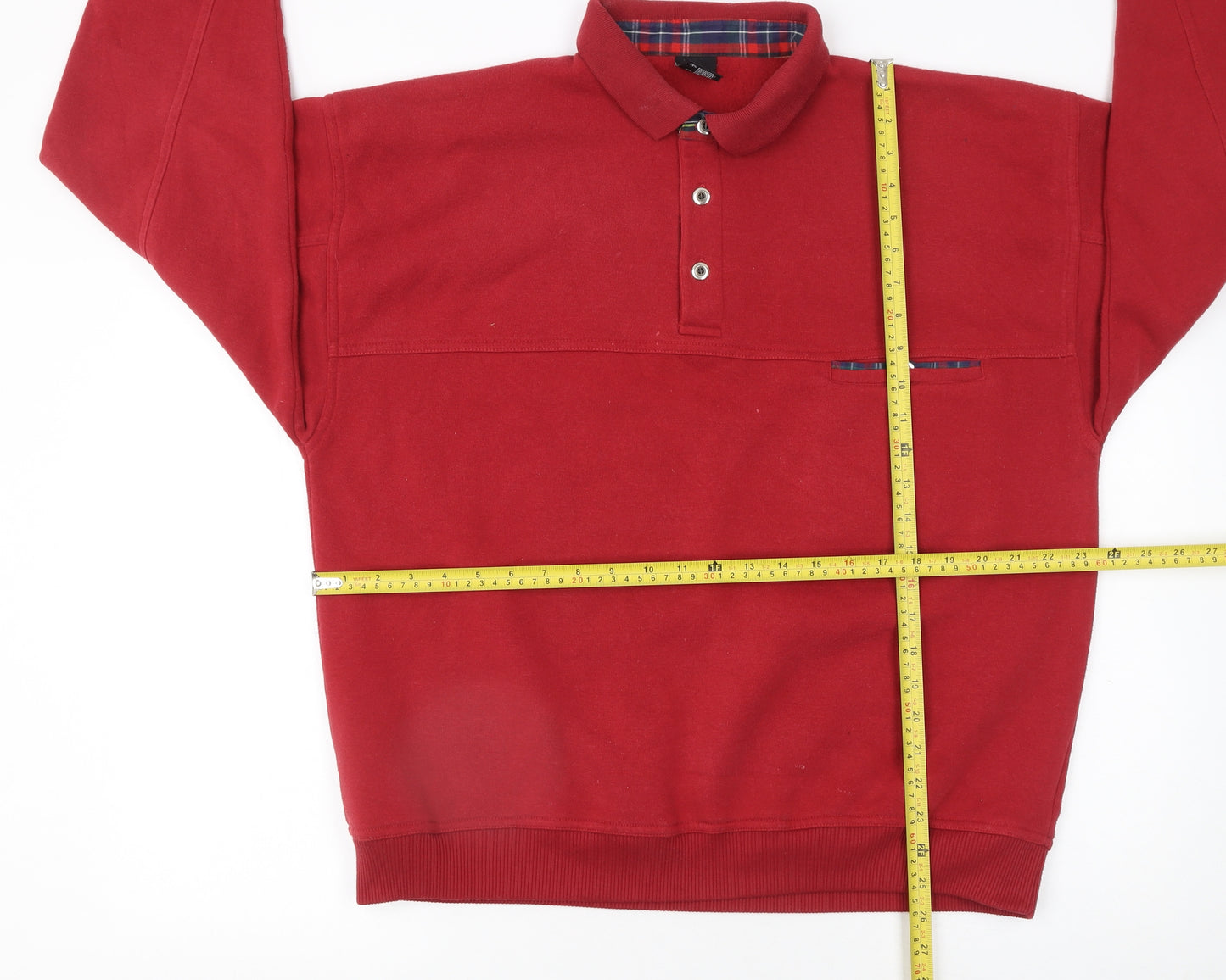 C&A Men's Red XL Long Sleeve Collared Polo Sweatshirt