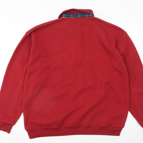 C&A Men's Red XL Long Sleeve Collared Polo Sweatshirt