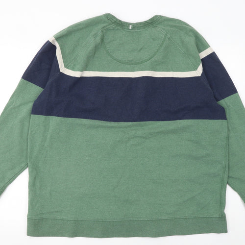 FatFace Men's Green & Navy Stripe Crew Neck Sweatshirt XXL Cotton Blend