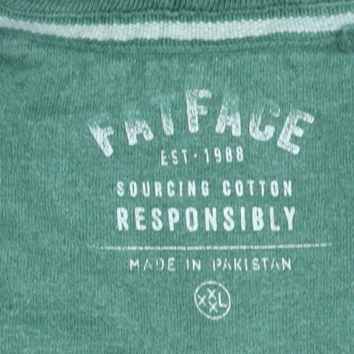 FatFace Men's Green & Navy Stripe Crew Neck Sweatshirt XXL Cotton Blend