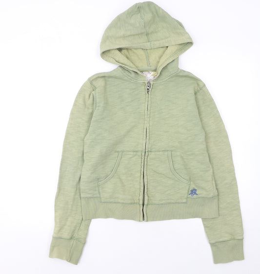 White Stuff Women’s Green Full Zip Hoodie Size 14 100% Cotton Casual
