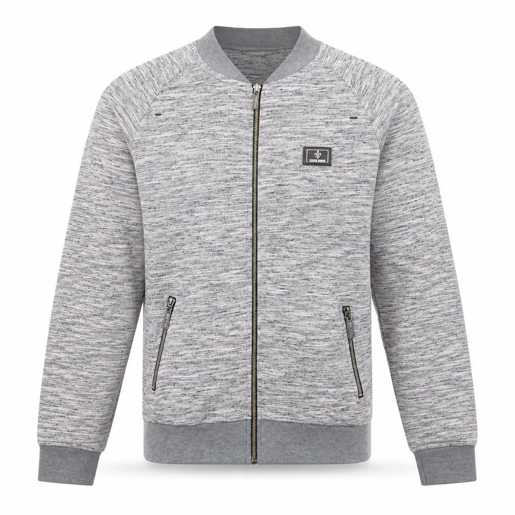 Front view of Criminal Damage Men's Grey Full Zip Sweatshirt, size M