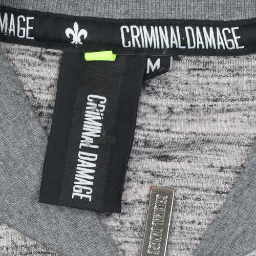 Criminal Damage Men's Grey Full Zip Sweatshirt Size M