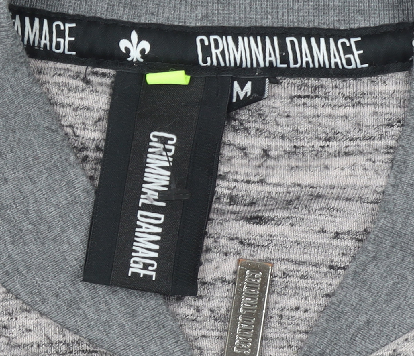Criminal Damage Men's Grey Full Zip Sweatshirt Size M