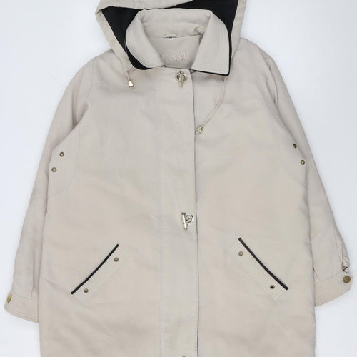Klassik Womens Beige Hooded Parka Coat Size 20 with Zip & Toggle Fastening