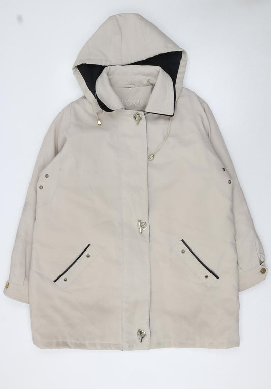 Klassik Womens Beige Hooded Parka Coat Size 20 with Zip & Toggle Fastening