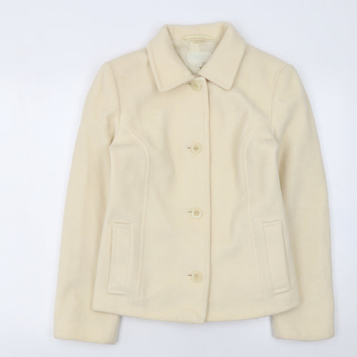 Marks and Spencer Women Ivory Wool Coat UK 12 Classic Short Overcoat