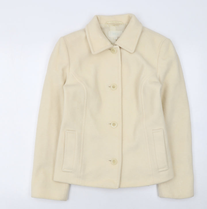 Marks and Spencer Women Ivory Wool Coat UK 12 Classic Short Overcoat