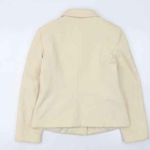 Marks and Spencer Women Ivory Wool Coat UK 12 Classic Short Overcoat