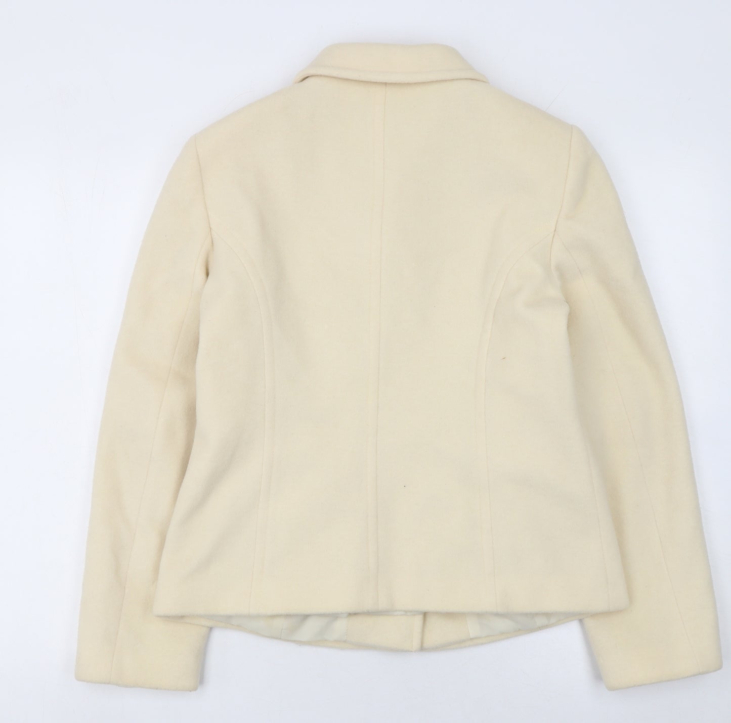 Marks and Spencer Women Ivory Wool Coat UK 12 Classic Short Overcoat