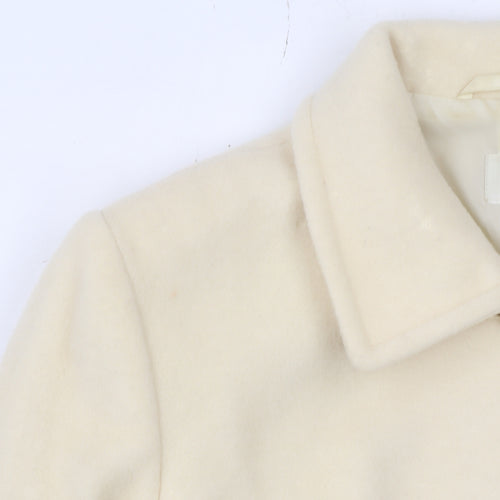Marks and Spencer Women Ivory Wool Coat UK 12 Classic Short Overcoat