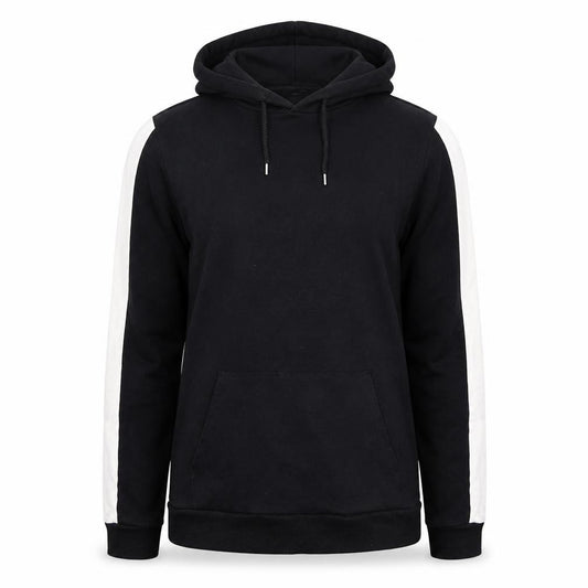 Front view of ASOS women’s black & white pullover hoodie cotton blend, size M