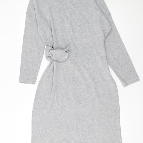 Great Plains Women Grey Knit Shift Dress Size L Long Sleeve Casual