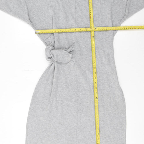 Great Plains Women Grey Knit Shift Dress Size L Long Sleeve Casual