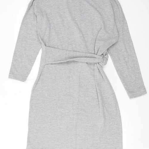 Great Plains Women Grey Knit Shift Dress Size L Long Sleeve Casual