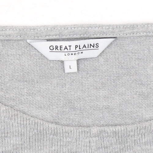 Great Plains Women Grey Knit Shift Dress Size L Long Sleeve Casual