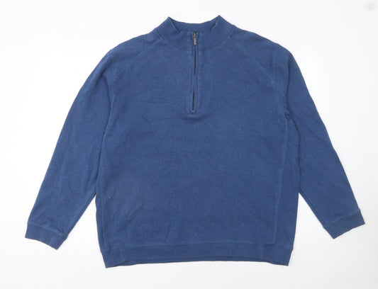 Kirkland Signature Men's Blue XL Cotton 1/2 Zip Sweatshirt