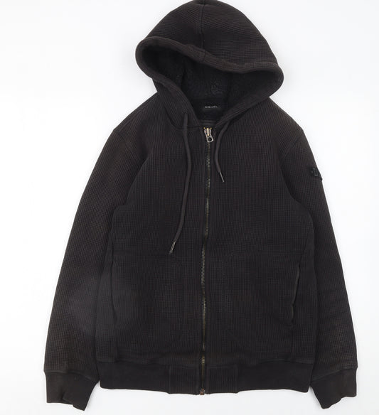 Diesel Men's Black Full Zip Hooded Hoodie Size S Cotton Blend