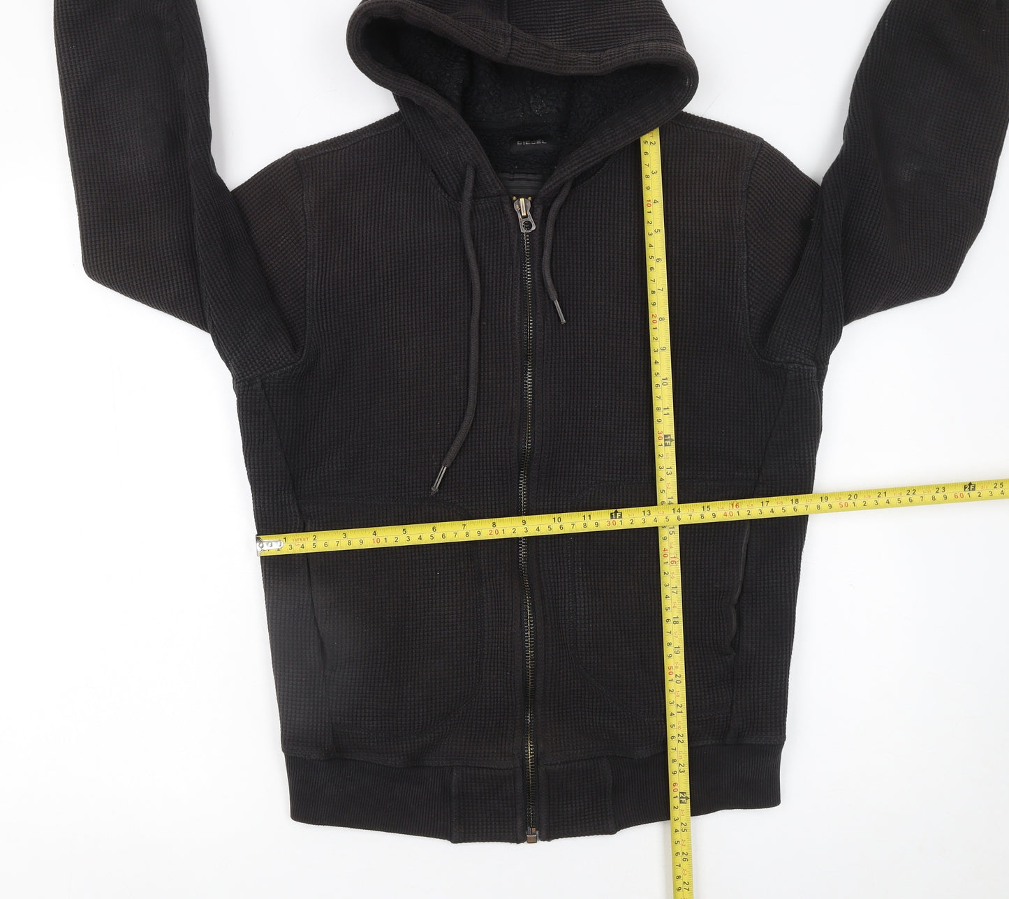 Diesel Men's Black Full Zip Hooded Hoodie Size S Cotton Blend