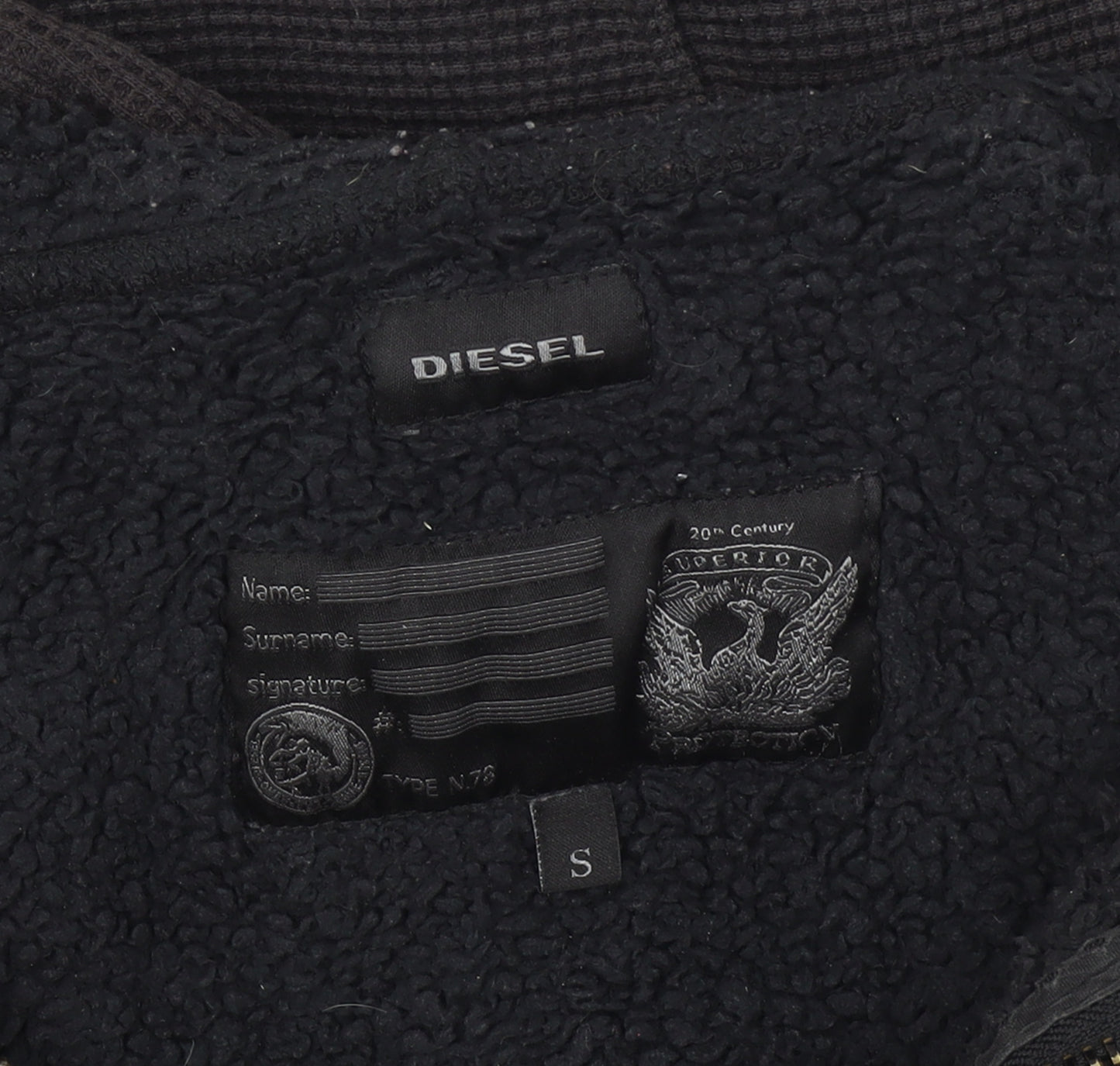 Diesel Men's Black Full Zip Hooded Hoodie Size S Cotton Blend
